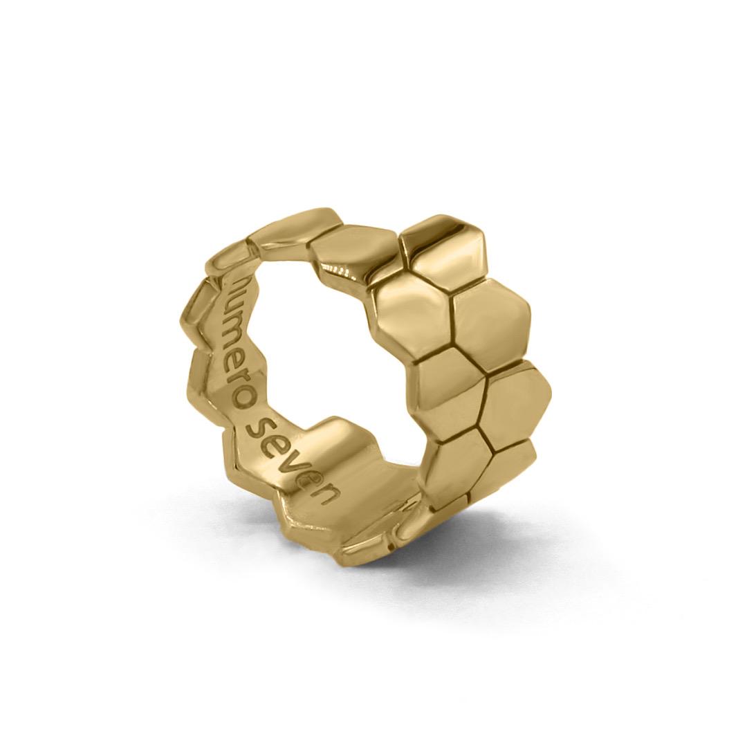 Кольцо Hexagon Double Глянцевое Золото