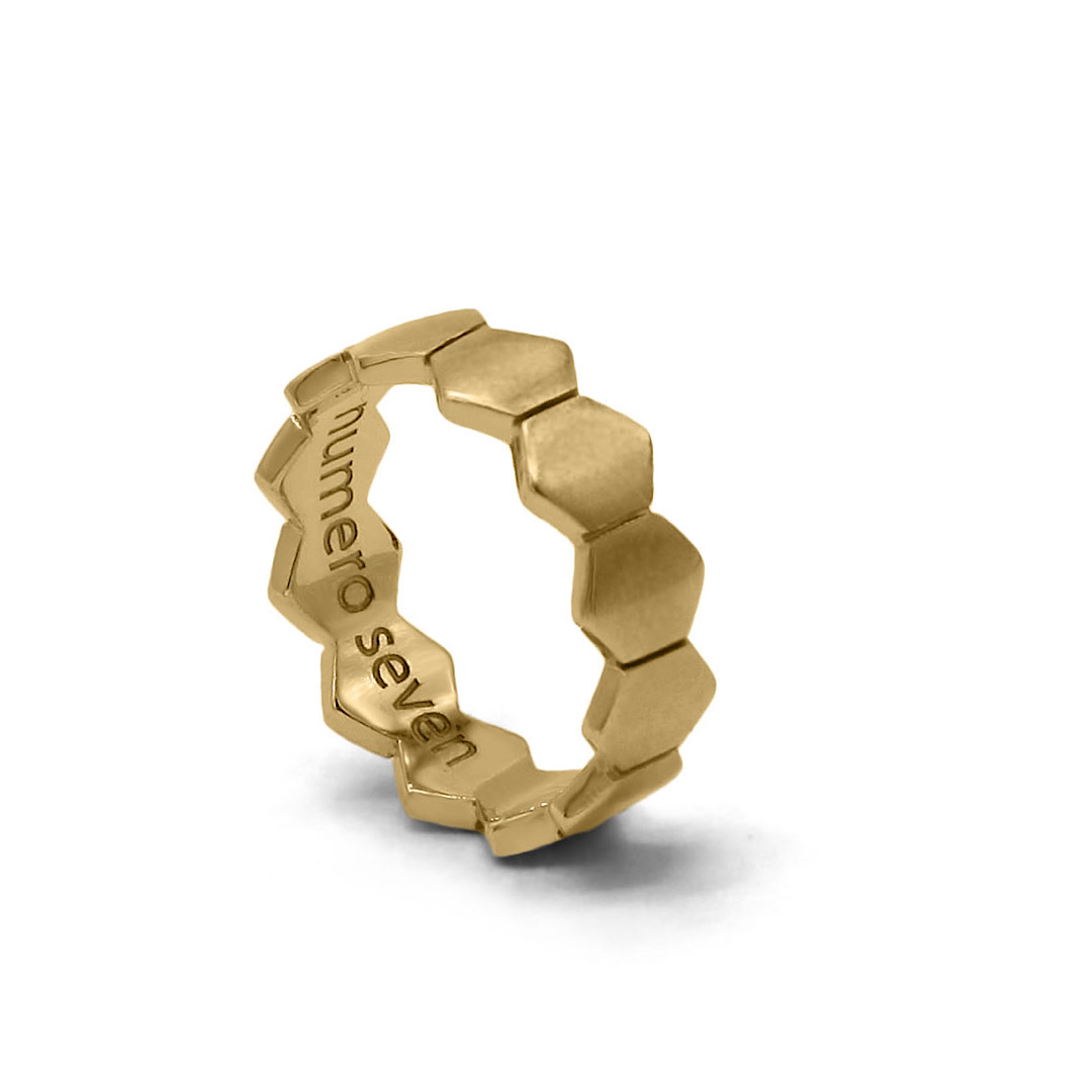 Кольцо Hexagon Матовое Золото